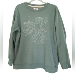 Post Surf Monstera Leaf Green Beach Boho Crewneck Pullover‎ Sweatshirt Medium